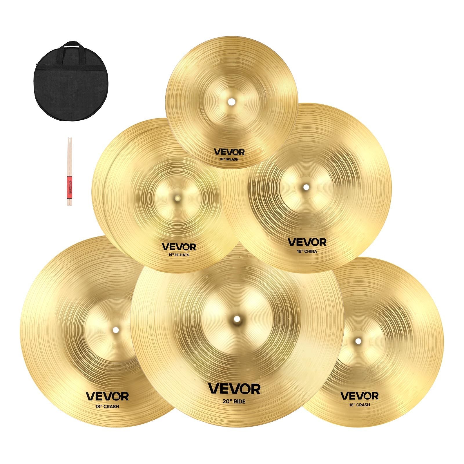 Cymbal Pack 6er Set, Helles Kupfer für Trommel und Alltag – Hauptansicht