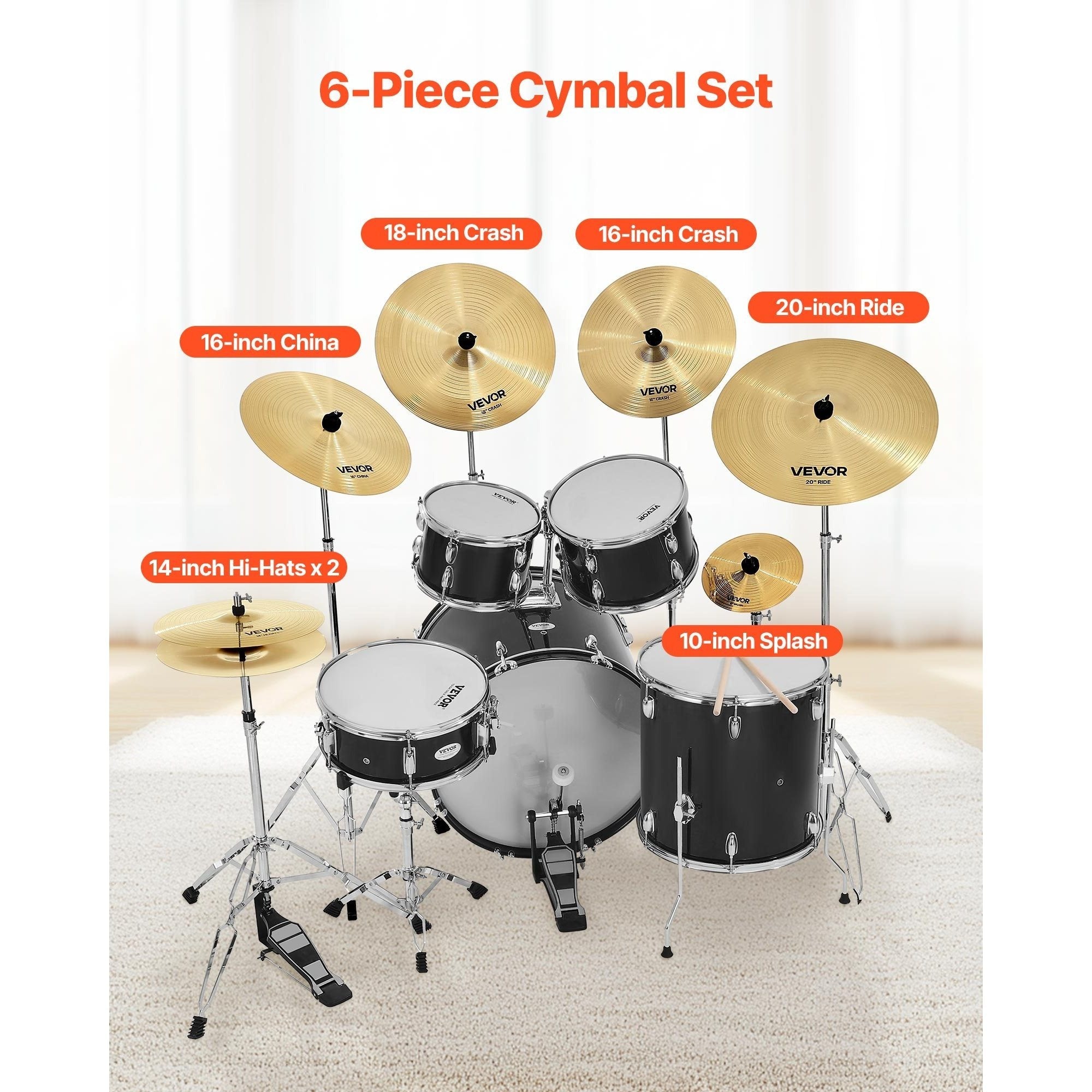 Cymbal Pack 6er Set, Helles Kupfer für Trommel und Alltag – Detailansicht 3