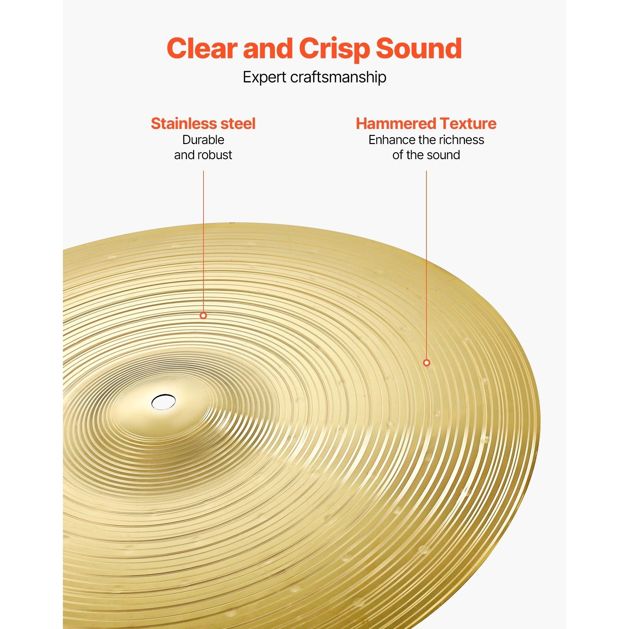 Cymbal Pack 6er Set, Helles Kupfer für Trommel und Alltag – Detailansicht 5