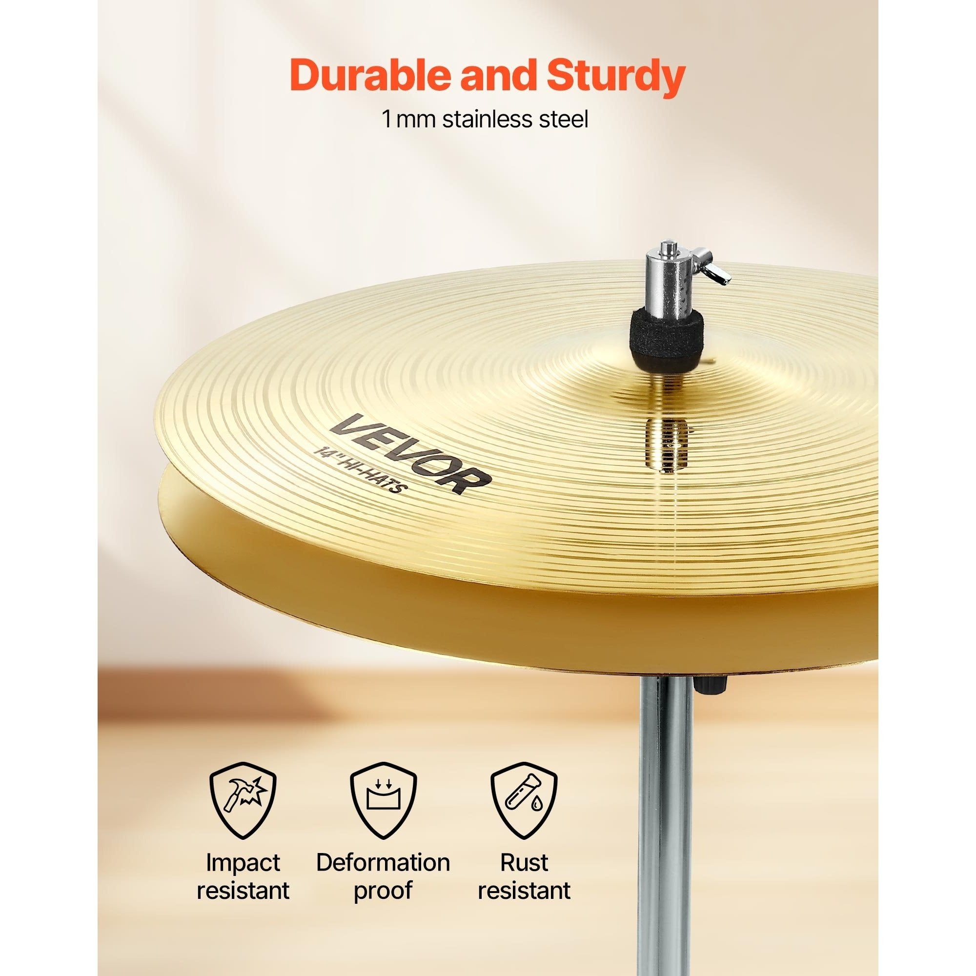 Cymbal Pack 6er Set, Helles Kupfer für Trommel und Alltag – Detailansicht 7