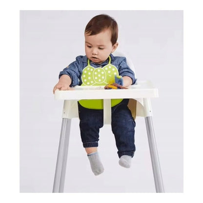 Hochstuhl zum Füttern für Kinder, 2-in-1 weißer Stuhl + Tablett mit Gurten