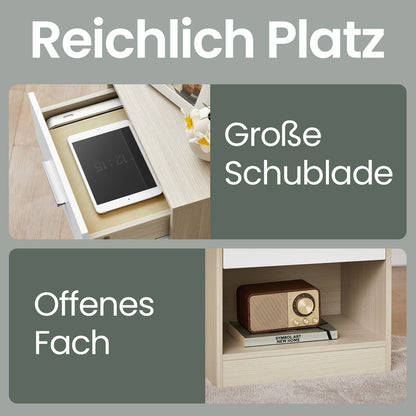 Nachttisch, Beistelltisch, mit Schublade, 28x 39x 41cm, offenes Fach, Couchtisch, Schlafzimmer, Wohnzimmer, Erhältlich in fünf Farben