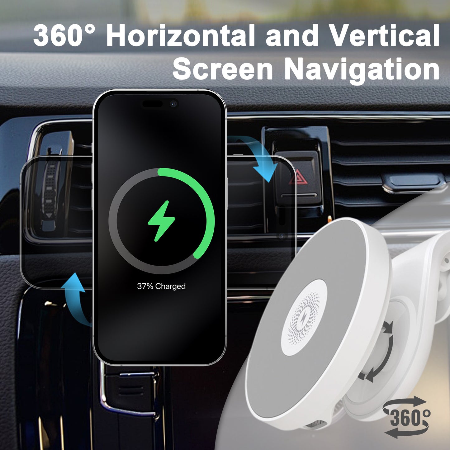 Handyhalterung für Auto mit magnetischem kabellosem Ladegerät, 15W Schnelllade-Autohalterung, für iPhone 17/16/16Pro/16Plus/16Promax/15/14/13/12 Serie, einstellbarer Betrachtungswinkel, einfache Installation, sicher und zuverlässig