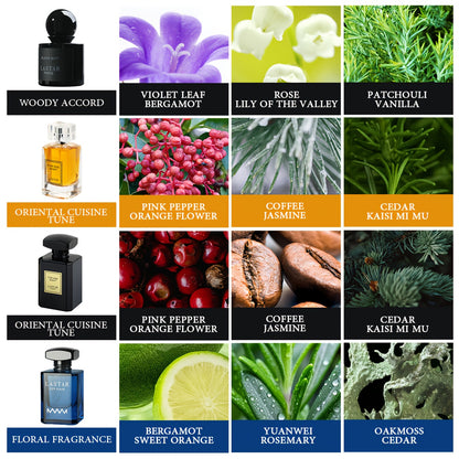 Herren-Parfüm-Set mit vier Flaschen, insgesamt 190 ml, klassische holzige Noten & frische Fruchtnoten, langanhaltender Duft, langanhaltendes Herren-Eau de Cologne, geeignet für den täglichen Gebrauch  Partys, Dates-Atmosphäre, exquisite Verpackung, ein pe