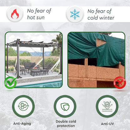 22 Mil HD Klares Wasserdichtes Abdeckblatt, mit einem praktischen Schlüsselband. UV-Schutz, winddicht, regendicht und reißfest, geeignet zum Schutz von Gartensträuchern, Gewächshausrahmen, Terrassen-Aufbewahrungsboxen und Auto-Sonnenblenden. Einfach zu in
