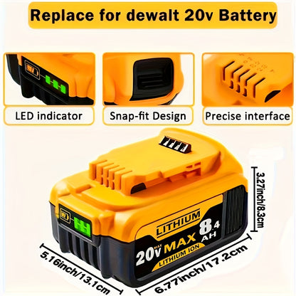 1/2/4er Pack für for Dewalt 20V Max Akku Ersatz Hochkapazität 8,4Ah Lithium-Ion für for Dewalt DCB200 DCB201 DCB203 DCB205 DCB206 – Langlebige Leistung für kabellose Bohrmaschinen, Sägen und Schleifgeräte – Ersatzakku für for Dewalt 20V Max Batterien, Wer