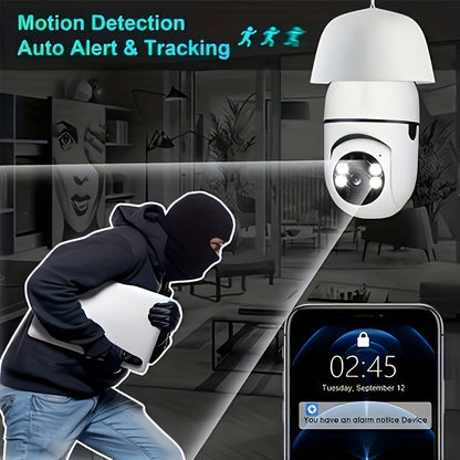 Ease Life App-Light Bulb Sicherheitskamera, 1 Stück, Indoor Outdoor Wireless Wifi Kamera 2.4Ghz, 360 Grad, E27 Lampenfassung Einschraub-Sicherheitskamera für Heimsicherheit Safe Cam Glühbirnenkamera, HD 1080P, Vollfarb-Nachtsicht, Bewegungsmelder