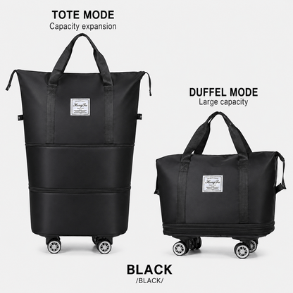 1 Stk. faltbare Reisetasche mit Rädern und großem Fassungsvermögen, erweiterbare Handgepäck-Tragetasche, leichte Gepäcktasche für Reisen, Umzug & den täglichen Gebrauch