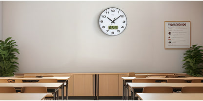 TIMESS Kalenderanzeige Analog Wanduhr, 12/14 Zoll 2-farbiges Großzifferblatt Leise, Zeigt Ewigen Kalender  Fahrenheit-Temperatur an, Dekoration für Schlafzimmer, Büro, Schule