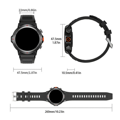 GWENLAND 2024 Fortschrittliche Smartwatch | 100+ Sportmodi, LED-Höhenmesser, Wettervorhersage, TFT-Bildschirm, Gehäuse aus Aluminiumlegierung, Silikonarmband - Perfektes Geschenk für Outdoor-Enthusiasten