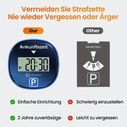 Schwarzer oder blauer quadratischer elektronischer Parkausweis | Elektronischer Parkautomat | Digitaler Parkautomat mit Front- und Rückanzeige | Kleine Größe, große Funktion | Geeignet für Weihnachtsgeschenke