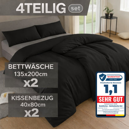 4-teiliges Bettwäsche-Sets 4 verschiedene Größen – 2x Bettbezug & 2x Kissenbezug 80x80 cm & 40x80 cm, Weiche Mikrofaser, Atmungsaktiv & Pflegeleicht, Ganzjahresgeeignet