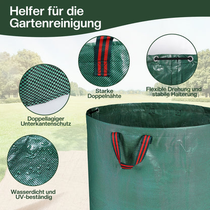 Gartensacke, 3er-Pack, je 272 Liter - Garten Laubsäcke mit Griffen - Faltbar, hergestellt aus 150GSM Polypropylen-Gewebe, langlebig - Geeignet für Rasenschnitt, Gartenabfälle, Grünaufkommen und herabgefallene Blätter