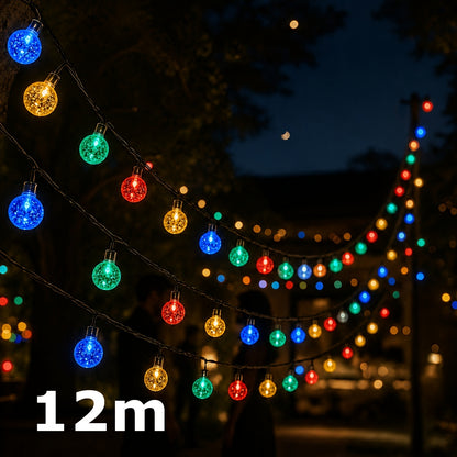 Solar-Kristallkugel-Lichterkette, intelligente Solar-Lichterketten für den Außenbereich, RGB-farbwechselnde Kugelleuchten für Garten, Terrasse, Hof, Weihnachten, Hochzeit, Ramadan, Wohnwagen, Party-Dekoration, IP44