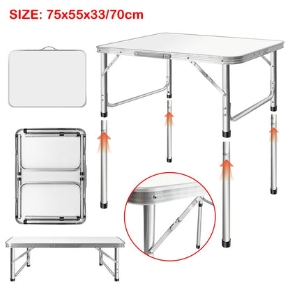 Klapptisch für Innen, Außen, Garten, Strand, Picknick, Camping, Angeln, Essen, Catering, Aluminiumrahmen, tragbar und leicht, Tragegriff-Design, verschiedene Stile und mehrere Höhen zur Auswahl