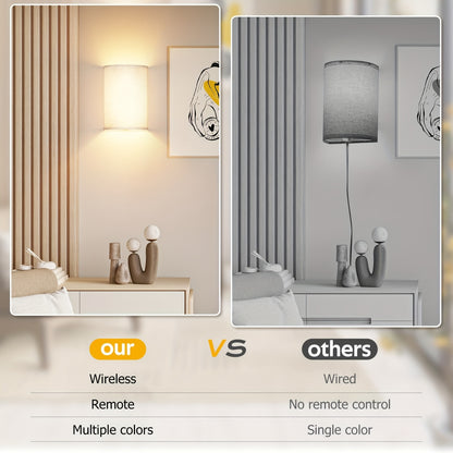 Set mit 2 RGBW Wandleuchten mit 16 Farben, Fernbedienung, Batteriebetrieb, Magnetmontage, ideal für Schlafzimmer und Wohnzimmer (Batterien nicht enthalten)