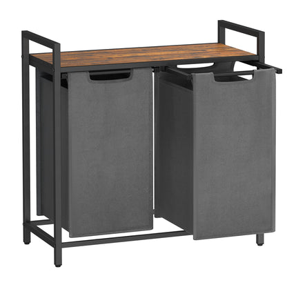 Wäschekorb 2 Fächer, Aufbewahrungsbox，Organizer faltbar, Wäschesammler mit Ablage, Wäschebox, Ordnungssystem Kleiderschrank，2 x 46 L, fur Weihnachts geschenke