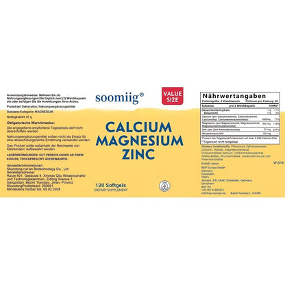Calcium (hergestellt aus Calciumcarbonat, Calciumhydroxid, Calciumcitrat  aminosäure-chelatiertem Calcium), 120 Kapseln, enthält Magnesium  Zink, 120 Kapseln