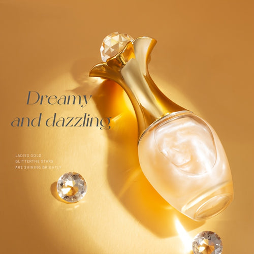 Luxuriöses goldenes Glitzer-Parfüm für Damen - 50ml EDP intensiver Duft | Geschliffene Flasche mit eleganten goldenen Akzenten | Blumiger Duft aus Rose, Osmanthus & Moschus | 80 % hohe Konzentration | Lang anhaltend | Perfektes Geschenk zum Valentinstag/G