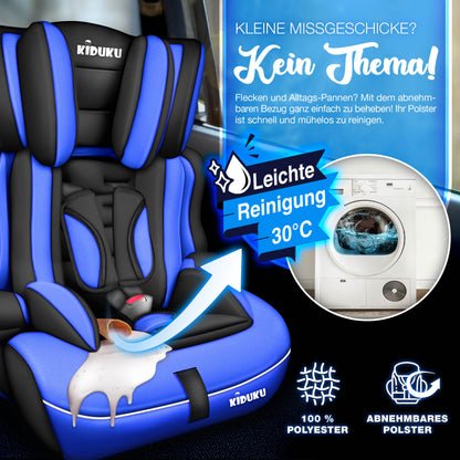 KIDUKU® Kindersitz Auto 9-36 kg (1-12 Jahre) mit Kindersitzunterlage - Autositz ECE R129/03, Gruppe 1/2/3 Autokindersitz 3-Punkt-Sicherheitsgurt Kinderautositz einstellbare Kopfstütze