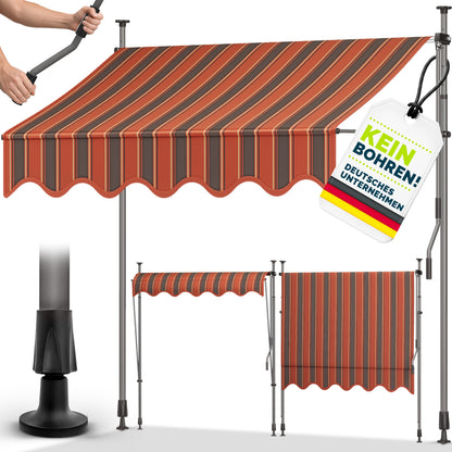 tillvex® Klemmmarkise Balkon mit Handkurbel | Balkonmarkise ohne Bohren | Markise UV-beständig & höhenverstellbar | Sonnenschutz Terrasse Wasserfest
