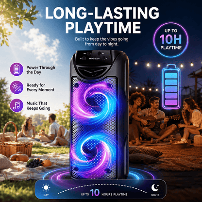 Tragbarer Bluetooth-Lautsprecher mit Neon-RGB-Lichtern, tiefem Bass, Bluetooth 5.3, langer Akkulaufzeit für Weihnachten, Neujahr, Halloween, Thanksgiving, Geburtstagsfeiern & Karaoke