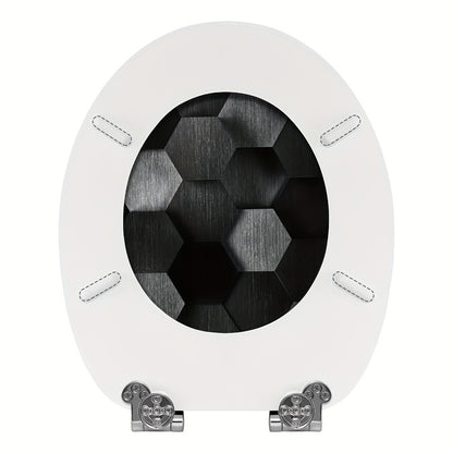 1-tlg. Toilettendeckel mit weicher Schließfunktion, Toilettensitz O-Form MDF, Toilettendeckel mit Motiv, Toilettensitz WC-Deckel, einfache Montage von unten, Tragkraft bis zu 175 kg