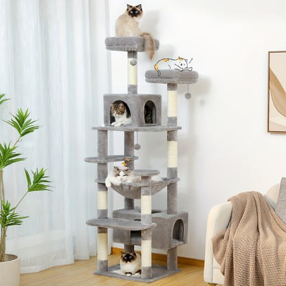PAWZ Road Großer 184 cm Baum  Turm für Wohnungskatzen – mit Sisal-bezogenen Kratzpfosten, gepolsterten Sitzflächen, Kondos  Korb