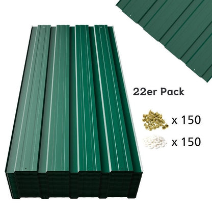 Bauplatte, profilierte Eisenplatte, Wellblechplatte, Dachplatte, Basis-Eisenplatte, geeignet für Fabriken, Bauernhöfe, Heiminstallation und Renovierung, 0,25 mm dick, 22 Stück Eisenplatten, 22 x 108 cm x 42,6 cm = 10,12 m². Mit vorgebohrten Löchern, einfa