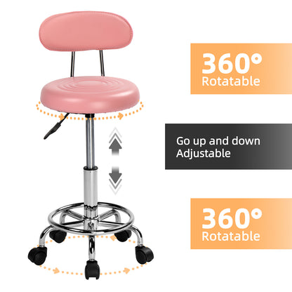 360° runde Salonstuhl mit Rückenlehne und Linien, professioneller, verstellbarer Salonstuhl, moderner Barhocker mit drehbarem PU-Leder, Armlehne für Küche, Esszimmer, Wohnzimmer, Bistro, Spa