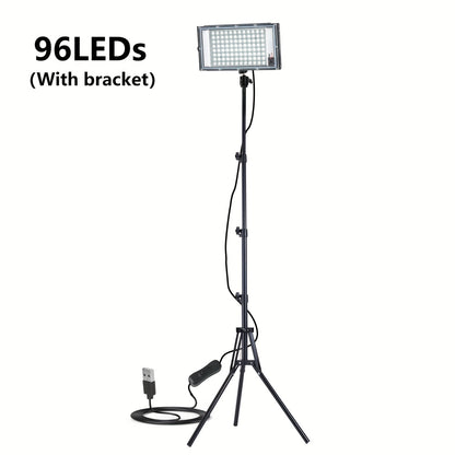144/96/50 LEDs Arbeitsleuchte Bar Halterung, 6000K, DC 5V, Einstellbarer Lichtwinkel, USB-Stecker Plug & Play, mit Schalter und 150/200 cm Stromkabel, Tragbares Stativ Flutlicht, Geeignet für Baustelle Werkstatt Garage Gebäude