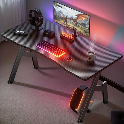80/100 cm Gaming Schreibtisch mit Kohlefaser-Oberfläche, großer A-förmiger Computer Schreibtisch, Gaming Tisch, ergonomische PC-Arbeitsstation, Wohnmöbel, Schreibtisch für das Home Office, Geschenk für Männer, Lokal