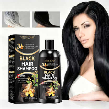 100ml Schwarzes Haarfärbendes Shampoo mit Pflanzenextrakten für tiefe Feuchtigkeitsversorgung, kontrolliert Frizz  deckt graue Haare ab – Sanfte Formel, langanhaltende Farbe, bietet verschiedene Optionen für farbverstärkendes Shampoo, pflegt die Kopfhaut