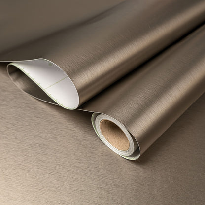 Eine Rolle goldenfarbener, gebürsteter Tapete, geeignet für Hochhaus-Türen, High-End Auto-Innenraum, Edelstahl, leichte Luxus-Dekorationsfolie, feuerfeste Kühlschrankfolie