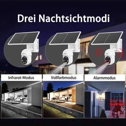 XIAOVV P6 Outdoor-Sicherheitskamera mit 1080P HD Nachtsicht, Zwei-Wege-Audio, Bewegungsmelder, Solarpanel, app- und wandmontierbar