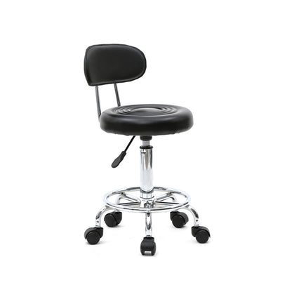 Runder rollender Salonhocker mit Rückenlehne, höhenverstellbarer Drehhocker mit Rädern  weichem Sitz für Spa, Zeichenstudio, Salon, Tätowierung