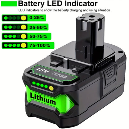 1-4er Pack 8,0Ah Akku-Ersatz für Ryobi 18V Akku, 18 Volt Lithium-Ionen-Akkus für Ryobi One 18V Akku-Werkzeuge P108 P107 P105 P104 P103 P102 mit Anzeige