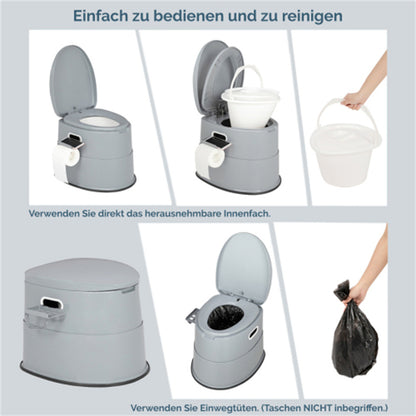 Bonnlo Campingtoilette Tragbare Reisetoilette, Abnehmbarer Inneneimer Mobile Toilette Mit Sitz, Deckel und Toilettenpapier-Halter, für Camping