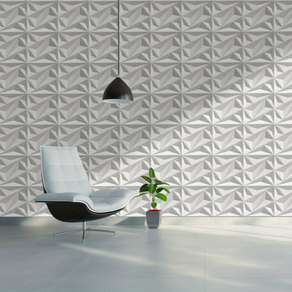 33-tlg. modernes 3D-Wandpaneel-System, eckige Paneele – schwarz-weiße abziehbare  aufklebbare Schindeln mit Klebeband, PVC-Kunststoffplatten für DIY-Akzentwände, Wohnzimmer, Schlafzimmer, Büro (Montage) 30x30cm (11,8''x11,8'') Abdeckung