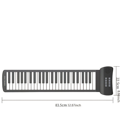 49-Tasten-Ausklapfklavier tragbares multifunktionales faltbares Aufrollklavier Mini-Keyboard Aufrollklavier einfaches Klavier ausrollbare Tastatur schwarzes Klavier Reise-Keyboard HiFi-Sound Kopfhöreranschluss leises Üben intelligentes Digital-Keyboard