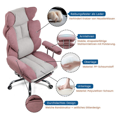 Gaming Stuhl, Gamer Stuhl, Ergonomischer Bürostuhl mit Fußstütze, Stoffoberfläche, Federsitzkissen, Gaming Chair Gepolstert, Gaming Sessel 150kg Belastbarkeit