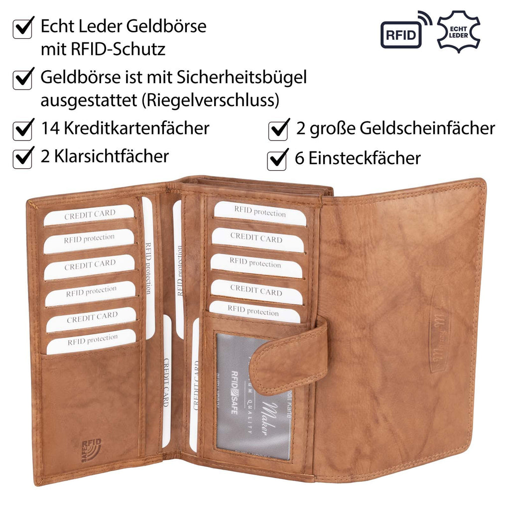 Damen Geldbörse Portemonnaie RFID Damenbörse, 17 cm für Alltag und Zuhause – Detailansicht 13