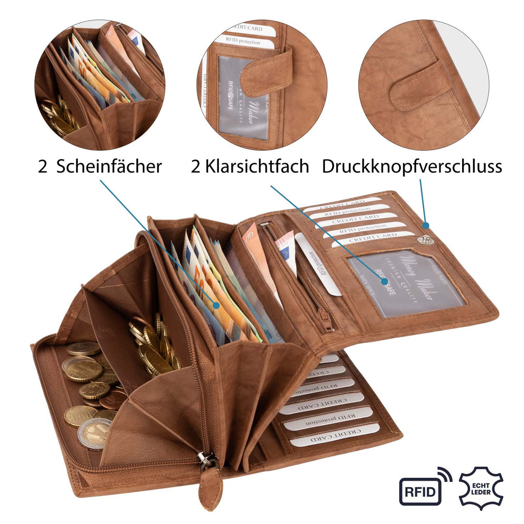 Damen Geldbörse Portemonnaie RFID Damenbörse, 17 cm für Alltag und Zuhause – Detailansicht 14
