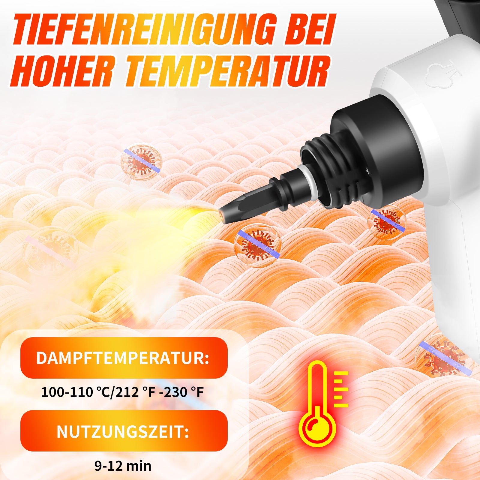 Dampfreiniger, 1200 W für Böden und Bad – Detailansicht 2