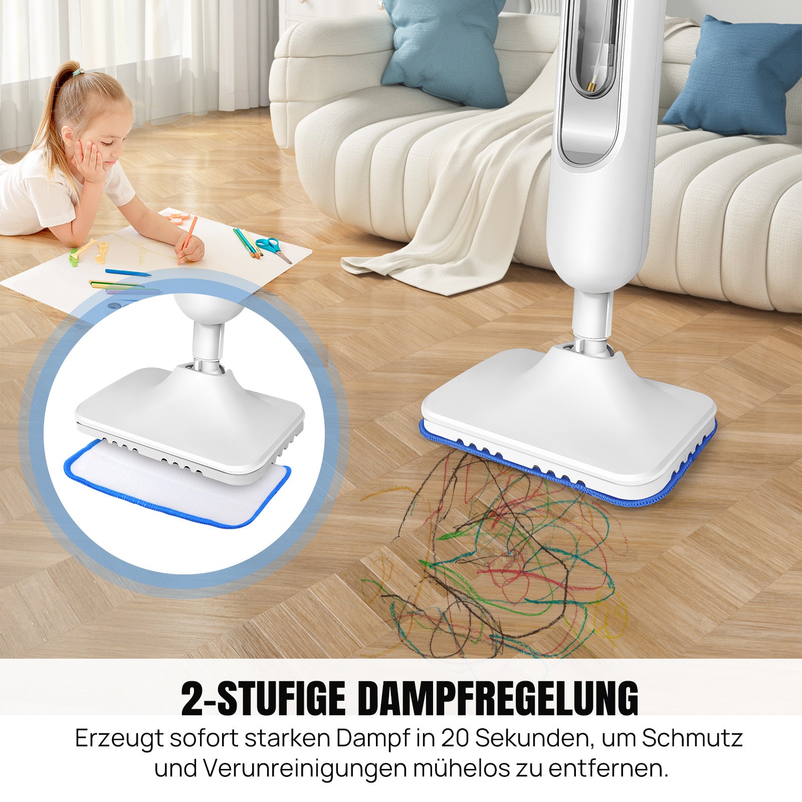 Dampfreiniger, 1500W für Böden und Bad – Detailansicht 8