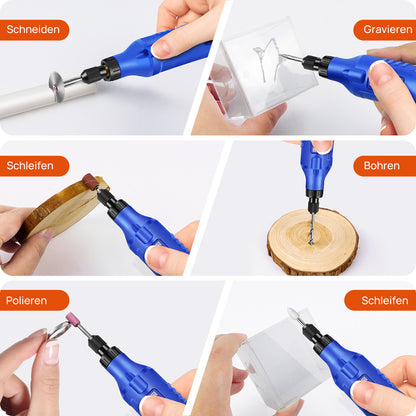 Rotationswerkzeug Akku Multifunktionswerkzeug, 5-Gang Graviergerät, Mini Elektrischer Gravierstift mit 80 Multifunktionswerkzeug Zubehör zum Gravieren, Bohren, Schleifen, Gravieren, Polieren, Sauber