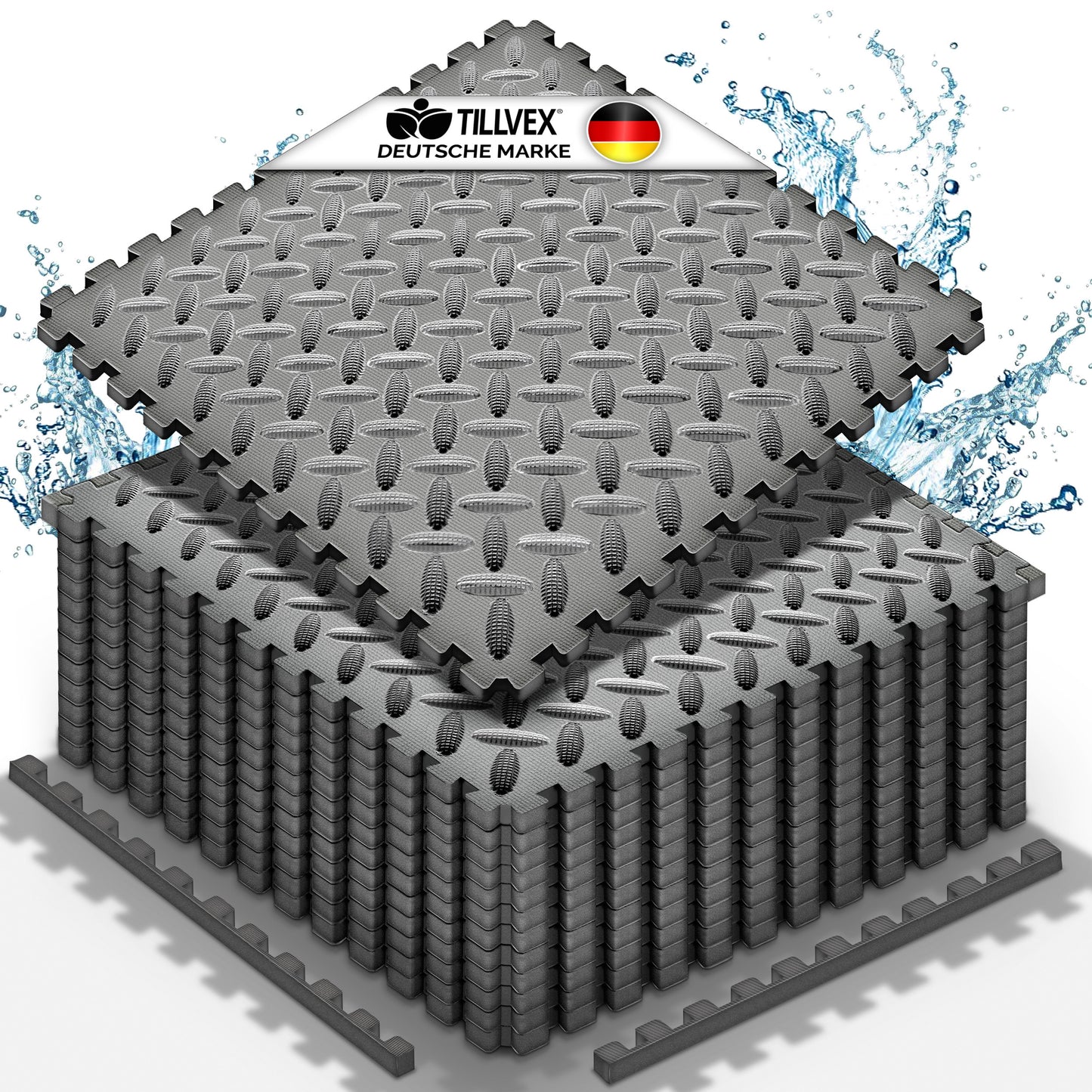 tillvex® Pool Bodenschutzmatte 38,5 x 38,5 cm Unterlegmatte für Pool & Planschbecken Poolmatte Bodenmatte Outdoor Poolunterlage extra stark Bodenschutz draußen Bodenschutzplatten Schaumstoff Matten wärmeisolierend Whirlpool Outdoor Bodenfolie Unterlage