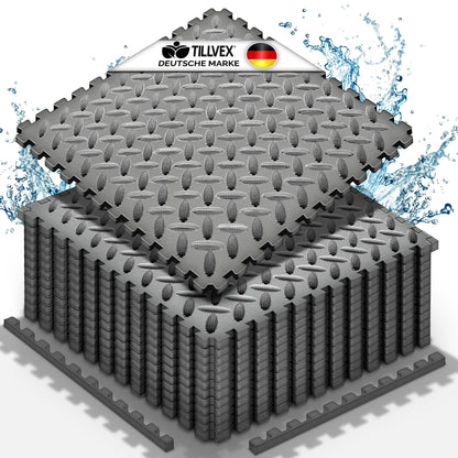 tillvex® Pool Bodenschutzmatte 38,5 x 38,5 cm Unterlegmatte für Pool & Planschbecken Poolmatte Bodenmatte Outdoor Poolunterlage extra stark Bodenschutz draußen Bodenschutzplatten Schaumstoff Matten wärmeisolierend Whirlpool Outdoor Bodenfolie Unterlage