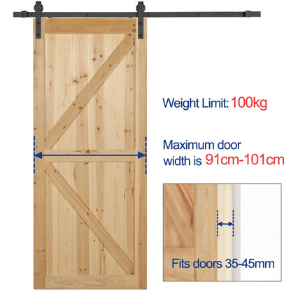 Costoffs 183cm/200cm/244cm/366cm Schiebetürsystem Set Laufschienen für Schiebetür Schiebetürbeschlag Hängeschiene Zubehörteil