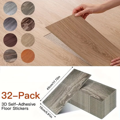 32er-Packung Wasserdichtes Selbstklebendes Bodenbelag - Selbstklebende Vinyl-Platten mit Realistischem Holzlook, Große 45x15cm (17.7x6 Zoll) Fliesen - Einfache Installation, Kratz- und Stoßfest - für Küche, Badezimmer, Wohnzimmer, Wohnmobil - Luxuriöse Ho